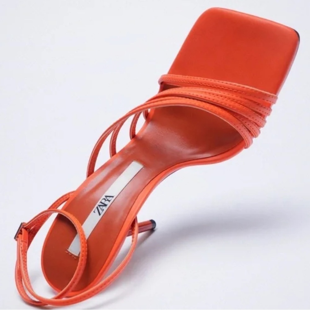 ZARA strappy heeled sandals available in Red, Orange, Blue, Pink sz 39UK/8US NWT